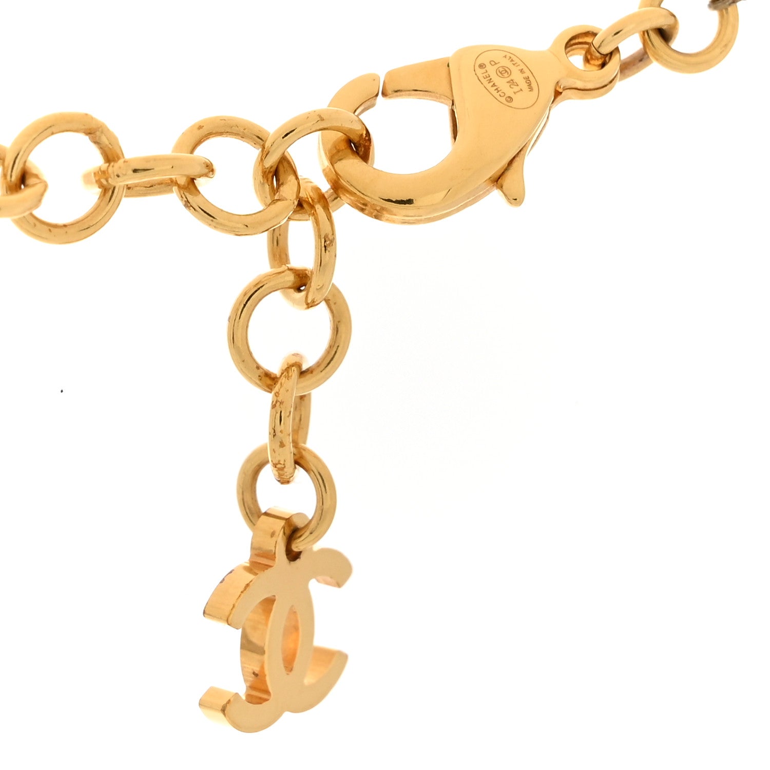 Chanel Metal Denim CC Heart Choker Gold Blue Pearly White 4 of 5