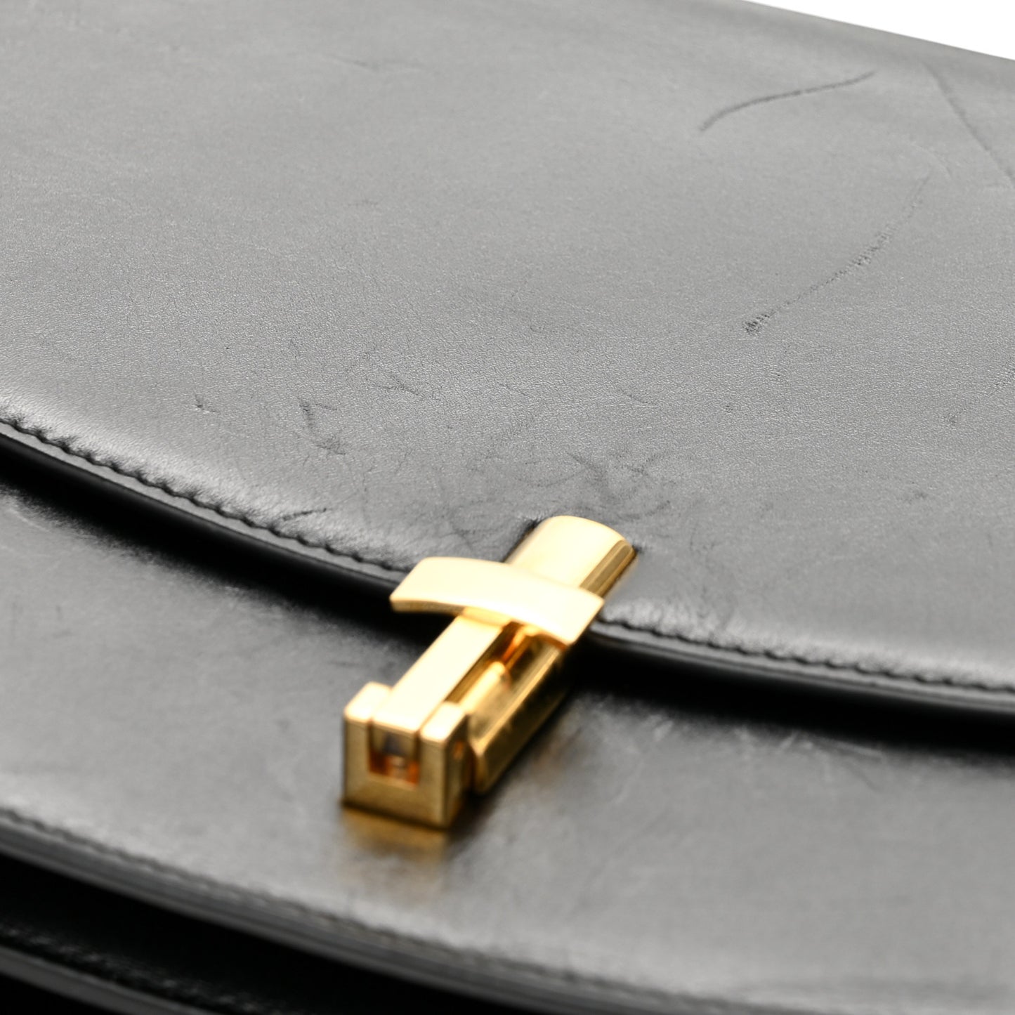 Sleek Calfskin The Sofia 10 Top Handle  Black