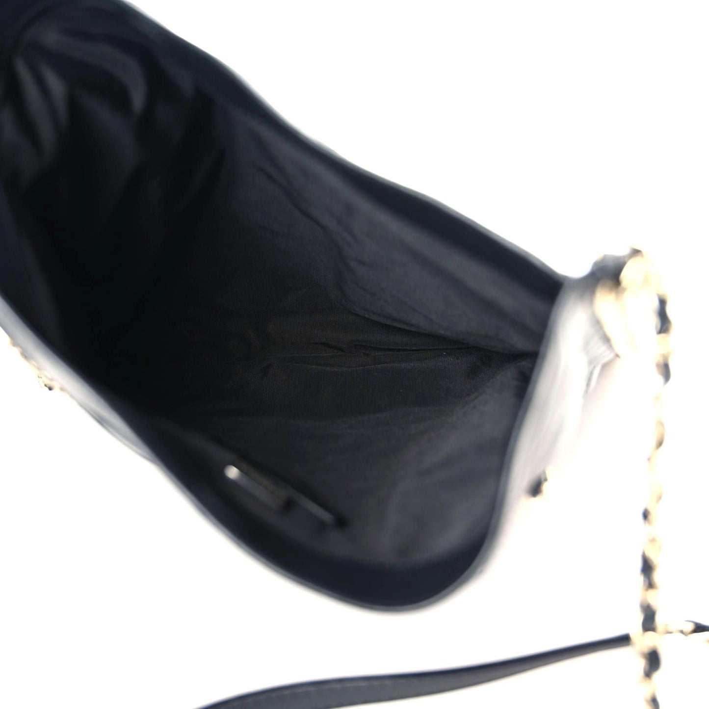Calfskin Quilted Chain Flat Tote Black