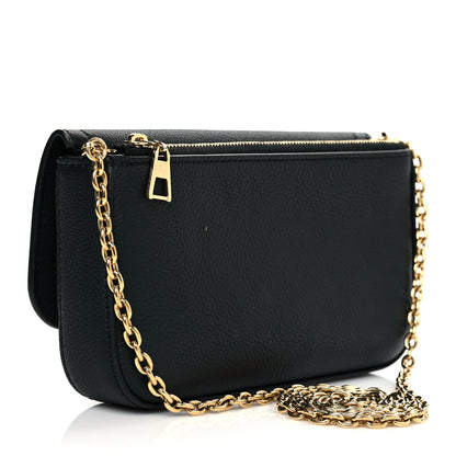 Louis Vuitton Calfskin Lockme Phone Chain Pouch Vanille Black 3 of 11
