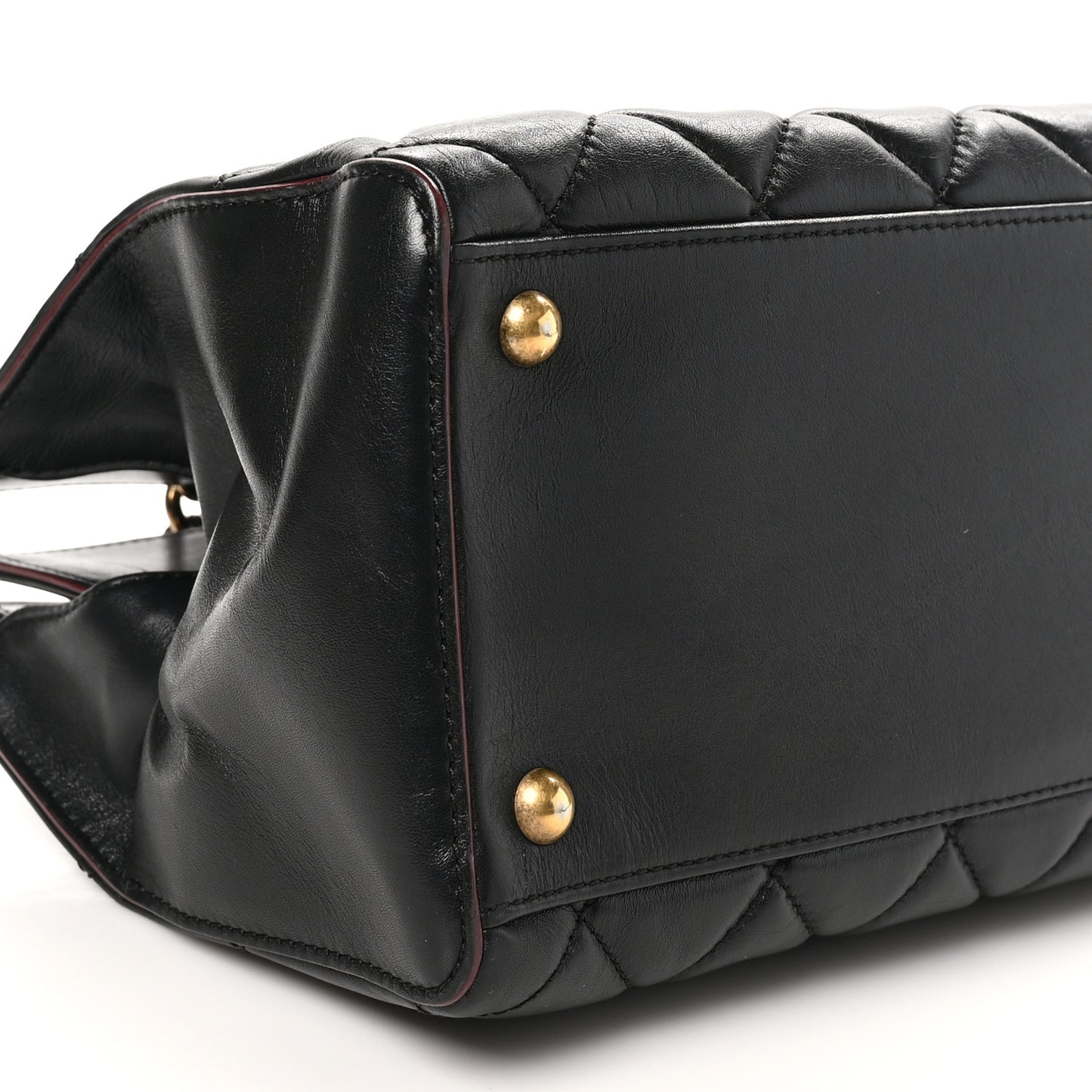 Calfskin Quilted Small Perfect Edge Tote Black
