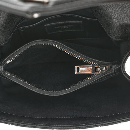 Saint Laurent Sheepskin Matelasse Chevron Monogram Medium College Bag Black 5 of 11