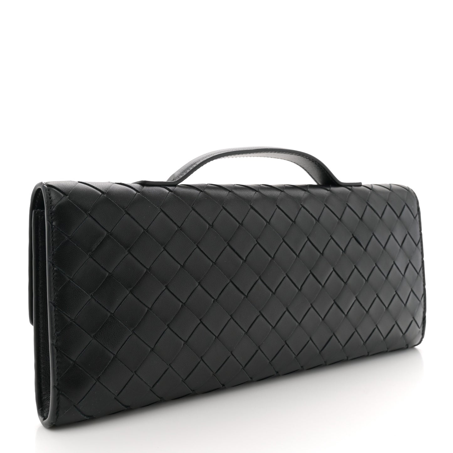 Nappa Intrecciato Long Andiamo Top Handle Clutch Black