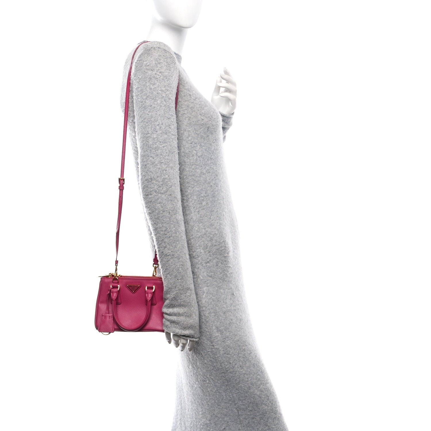Prada Saffiano Lux Micro Galleria Double Zip Tote Fuxia 3 of 8