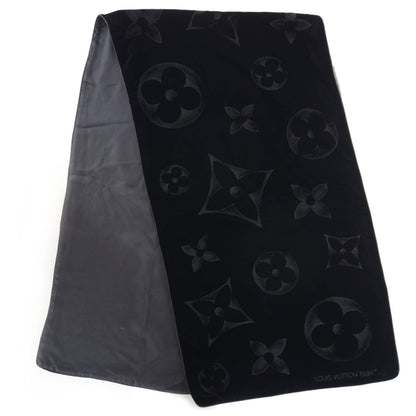 Louis Vuitton Monogram Velours Silk Mousseline Long Scarf Black 2 of 6