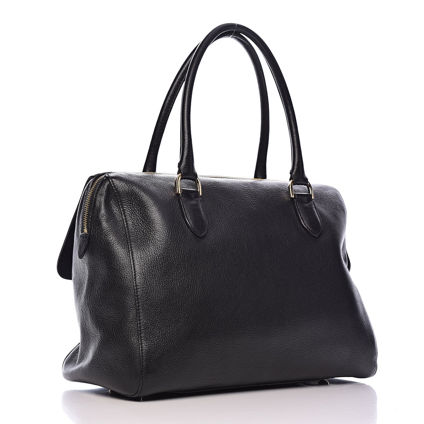 Glossy Goatskin Medium Del Rey Satchel Black