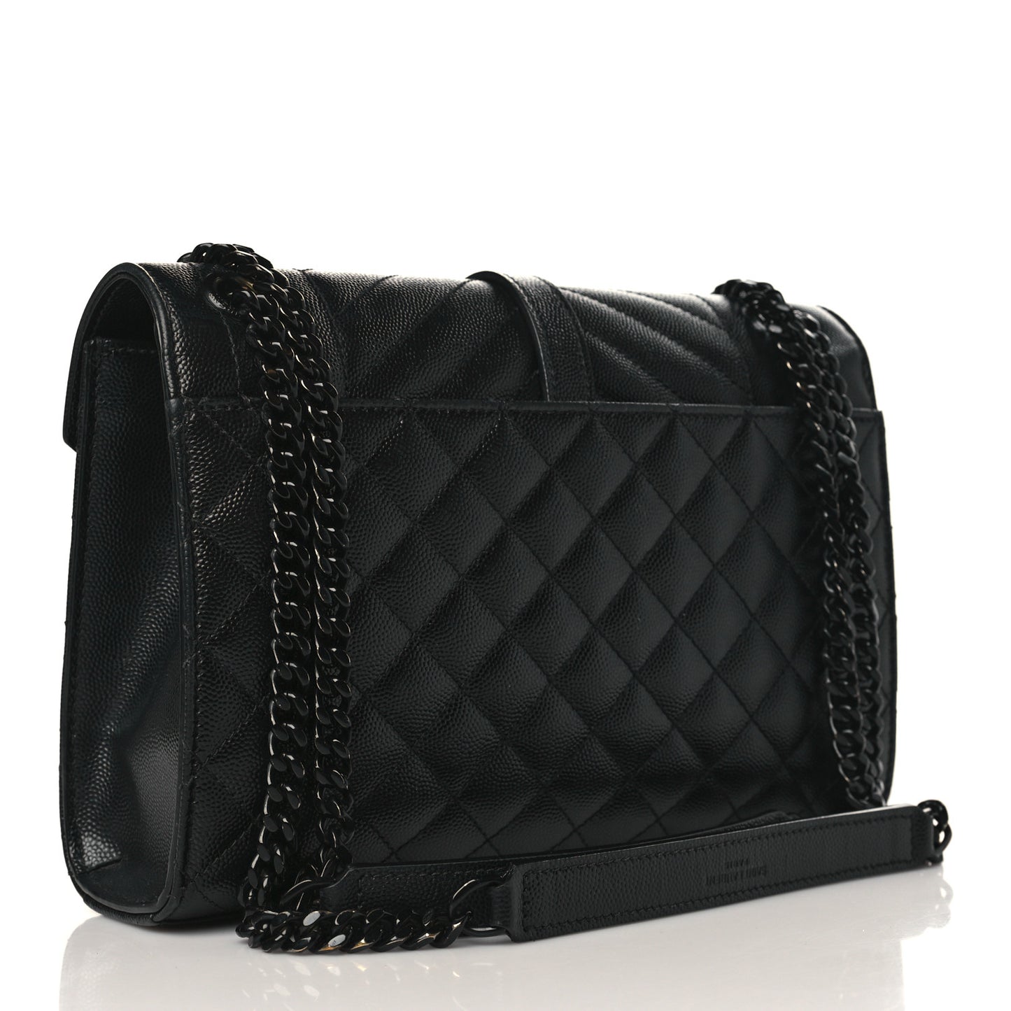 Grain De Poudre Textured Mixed Matelasse Triquilt Medium Monogram Monochrome Satchel Black