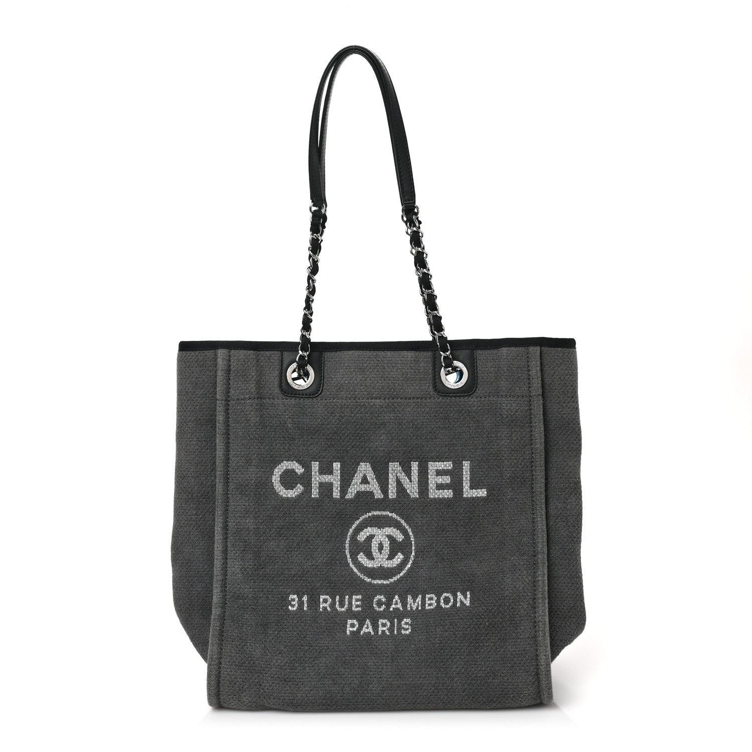 Chanel Canvas Mini Deauville Tote Dark Grey 1 of 11