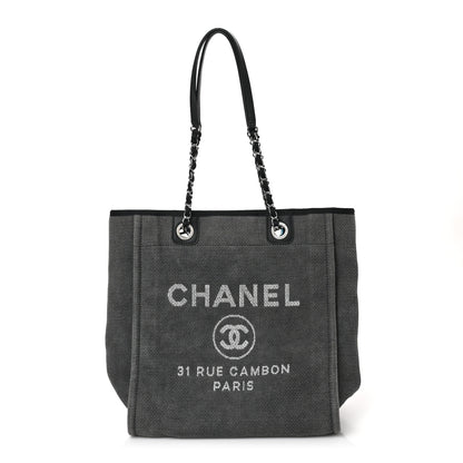 Chanel Canvas Mini Deauville Tote Dark Grey 1 of 11