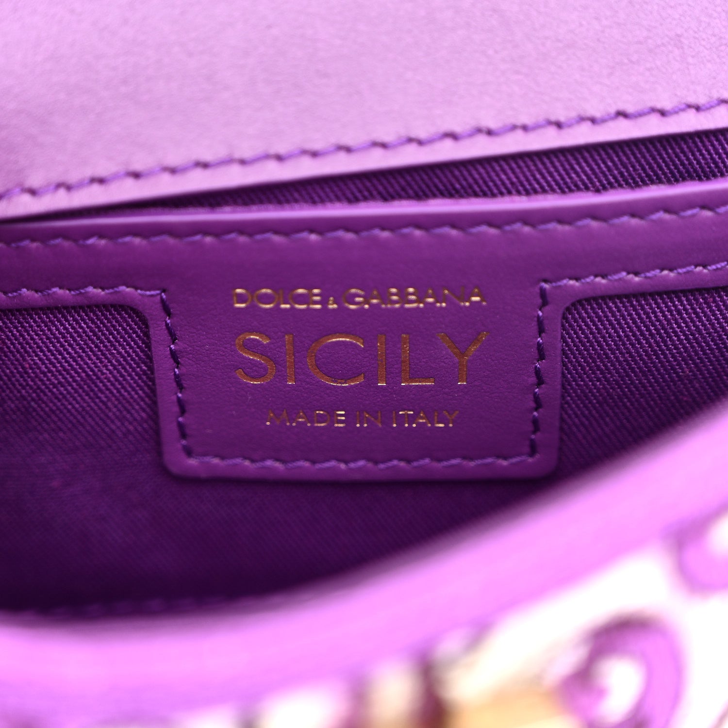Dolce & Gabbana Canvas Embroidery Majolica Small Sicily Handbag Purple 6 of 10