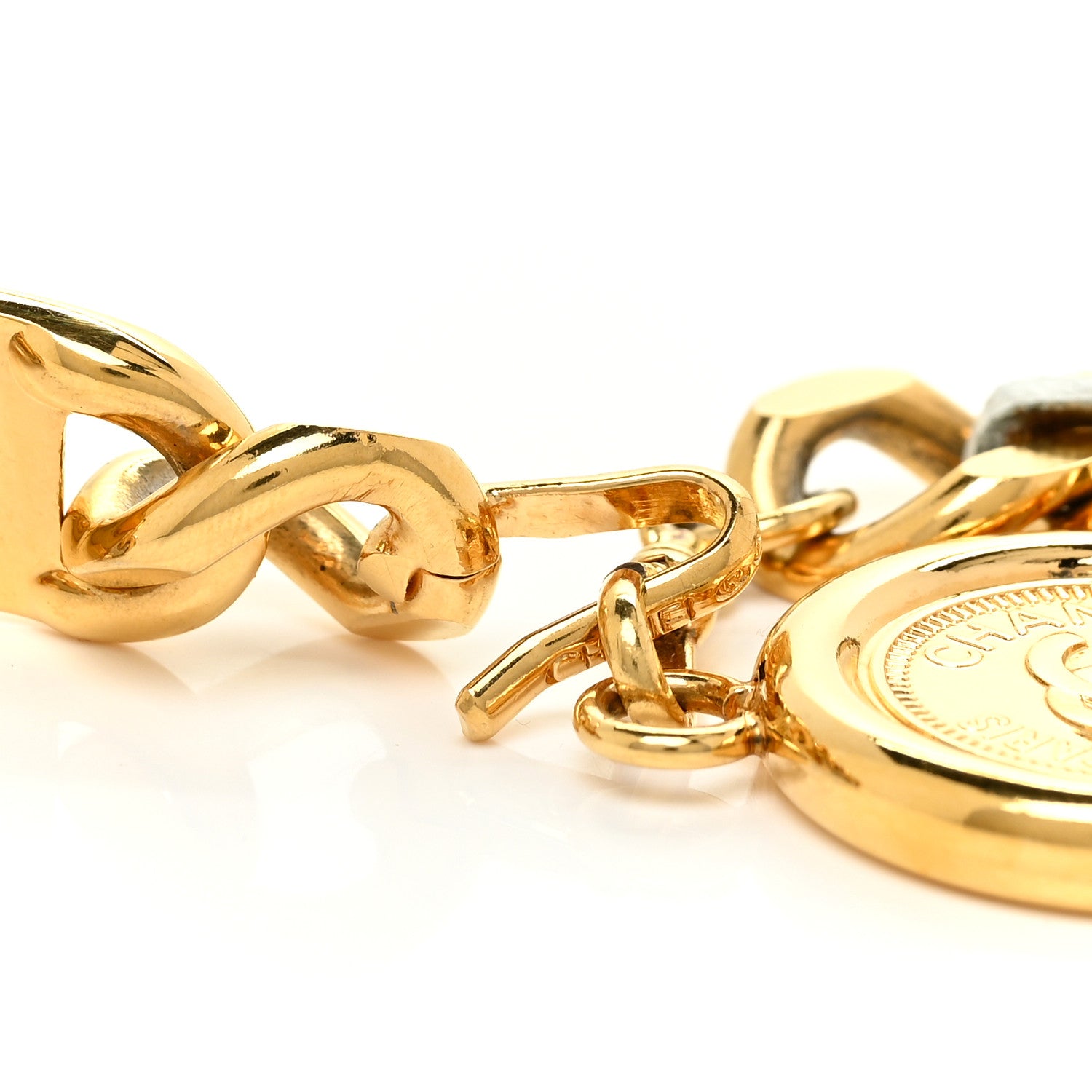 Chanel Lambskin CC Medallion Chain Belt White Gold 3 of 5