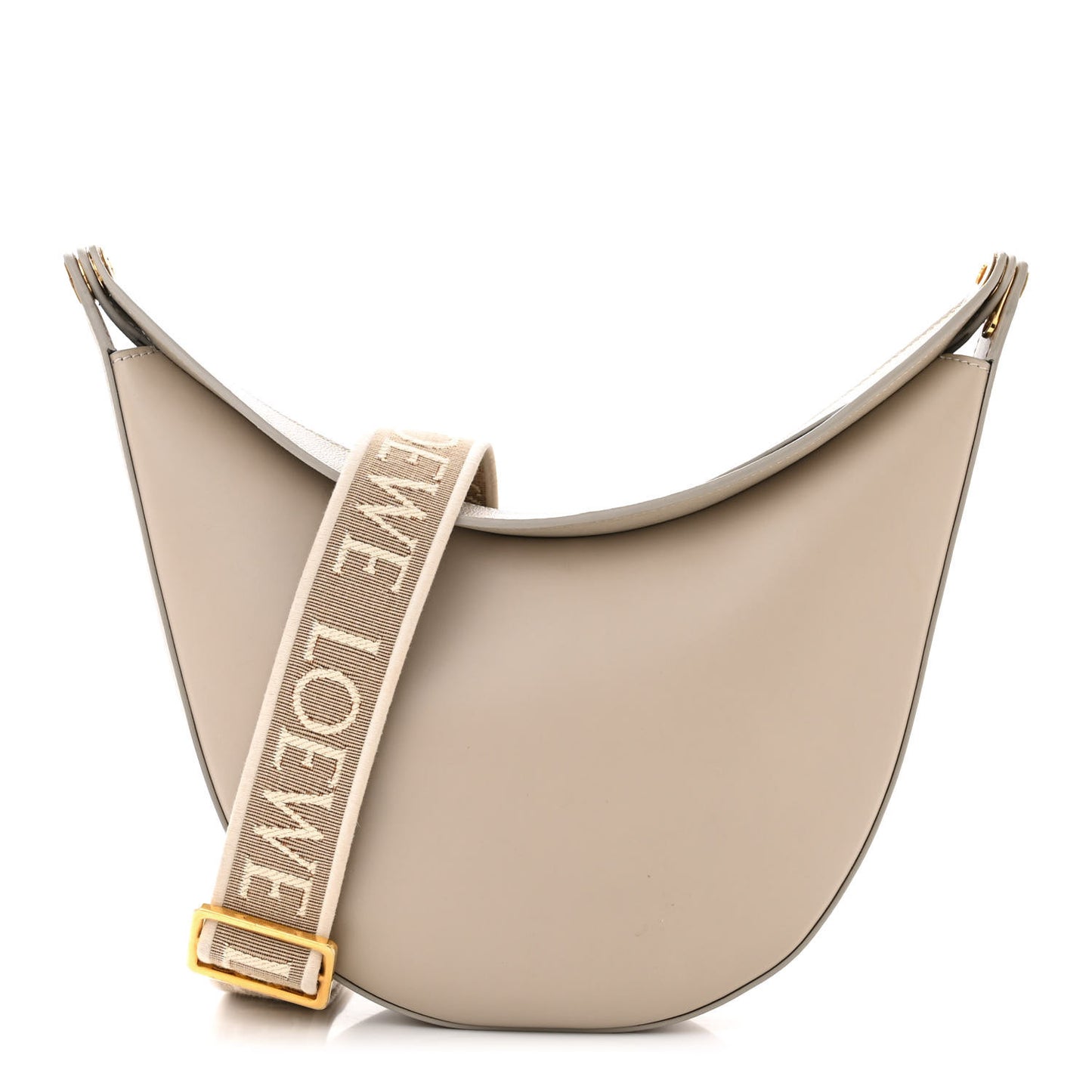 Satin Calfskin Jacquard Small Luna Bag Oat