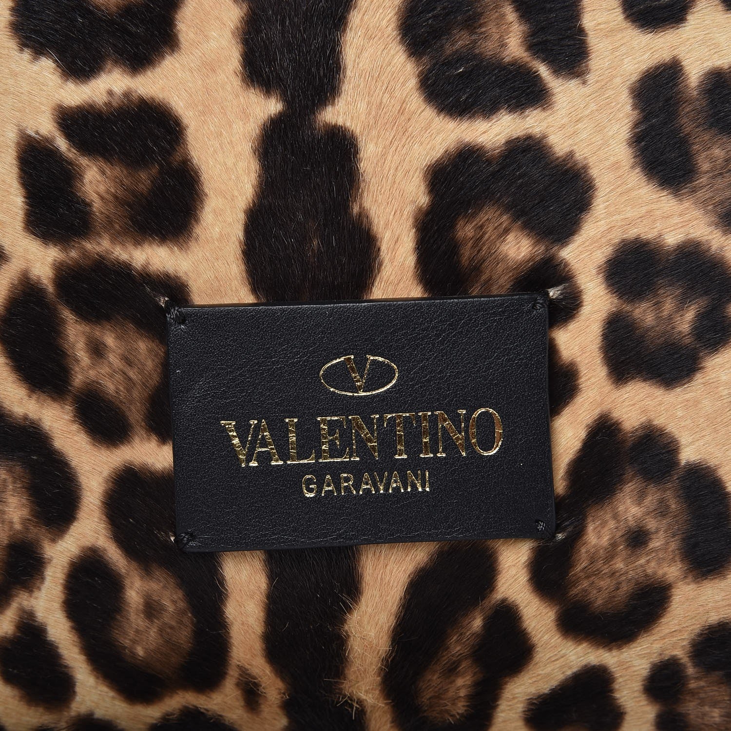 Valentino Garavani Calf Hair Leopard Print Rockstud Double Handle Tote Black 9 of 9