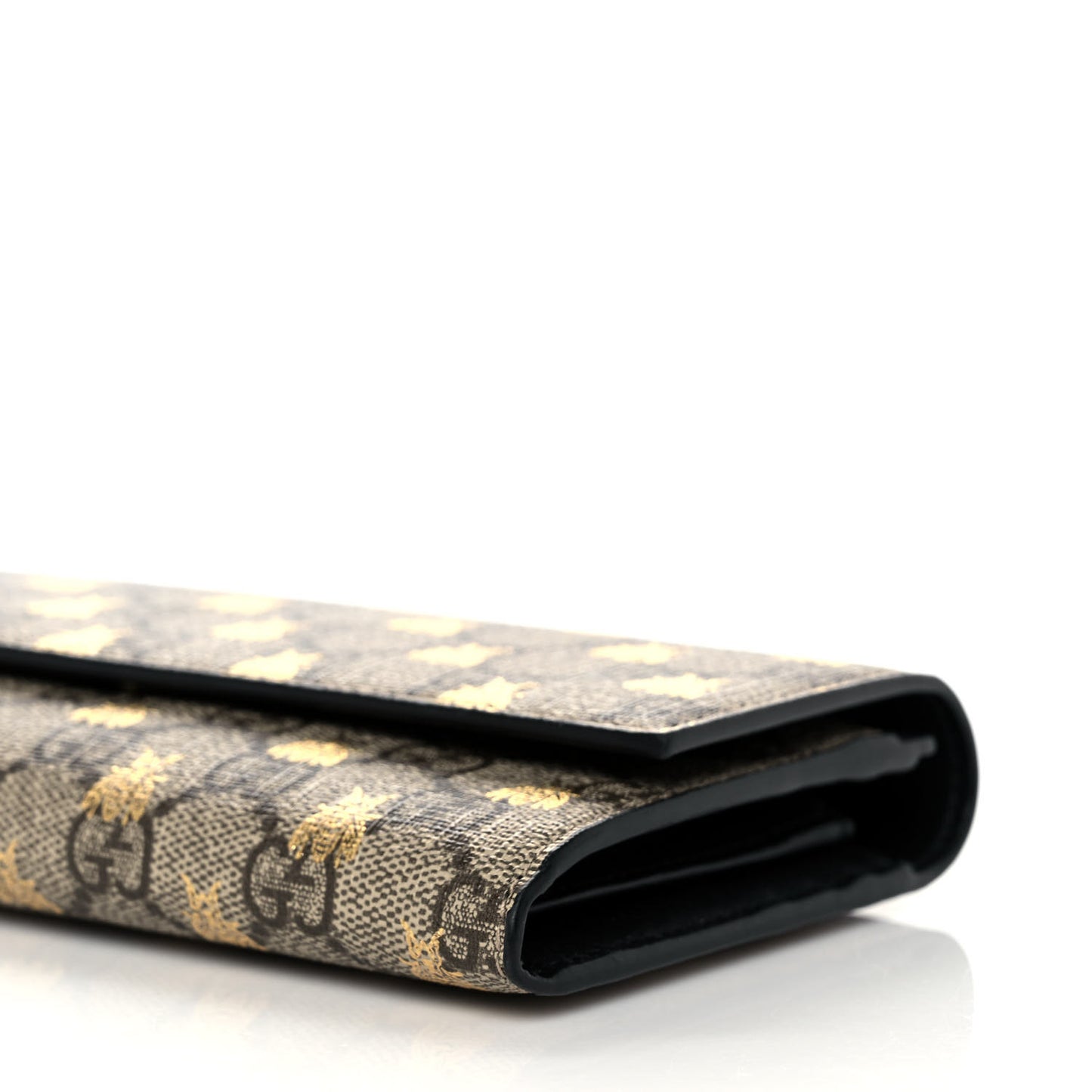 GG Supreme Monogram Bees Continental Wallet Beige Oro Black