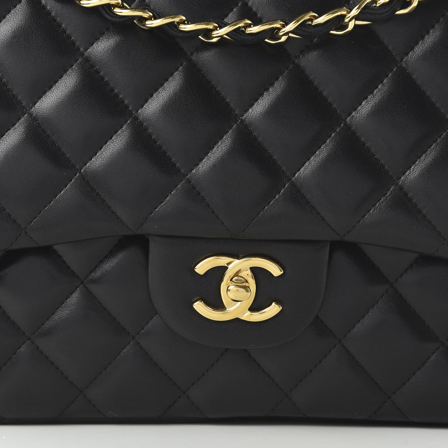 Lambskin Quilted Jumbo Double Flap Black