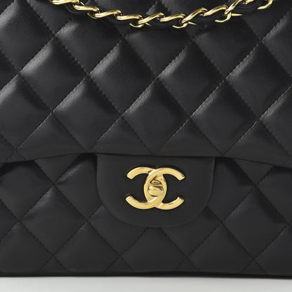 Chanel Lambskin Quilted Jumbo Double Flap Black 10 of 11