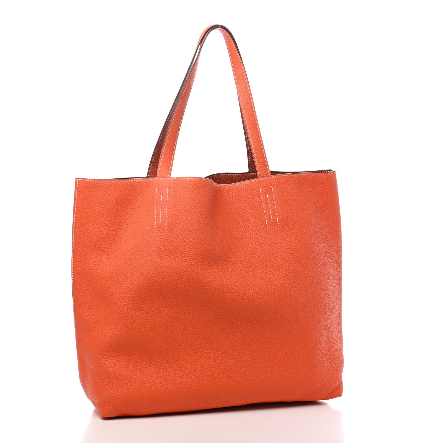 Hermes Taurillon Clemence Double Sens 36 Reversible Tote Orange Sanguine 4 of 16
