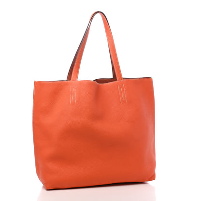 Hermes Taurillon Clemence Double Sens 36 Reversible Tote Orange Sanguine 4 of 16