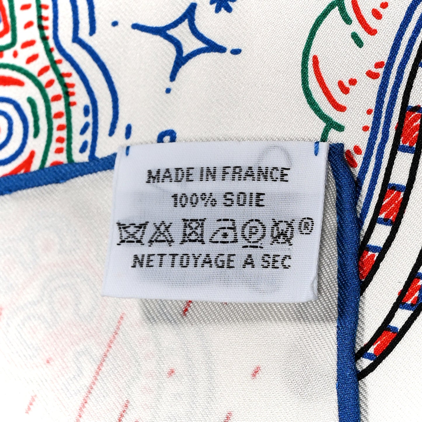 Silk Please Hold The Line Scarf 90 White Bleu Cobalt Rouge