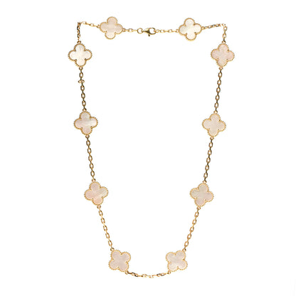 Van Cleef & Arpels 18K Yellow Gold Mother of Pearl 10 Motifs Vintage Alhambra Necklace 3 of 8