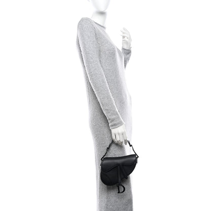 Christian Dior Ultra Matte Calfskin Mini Saddle Bag Black 2 of 9