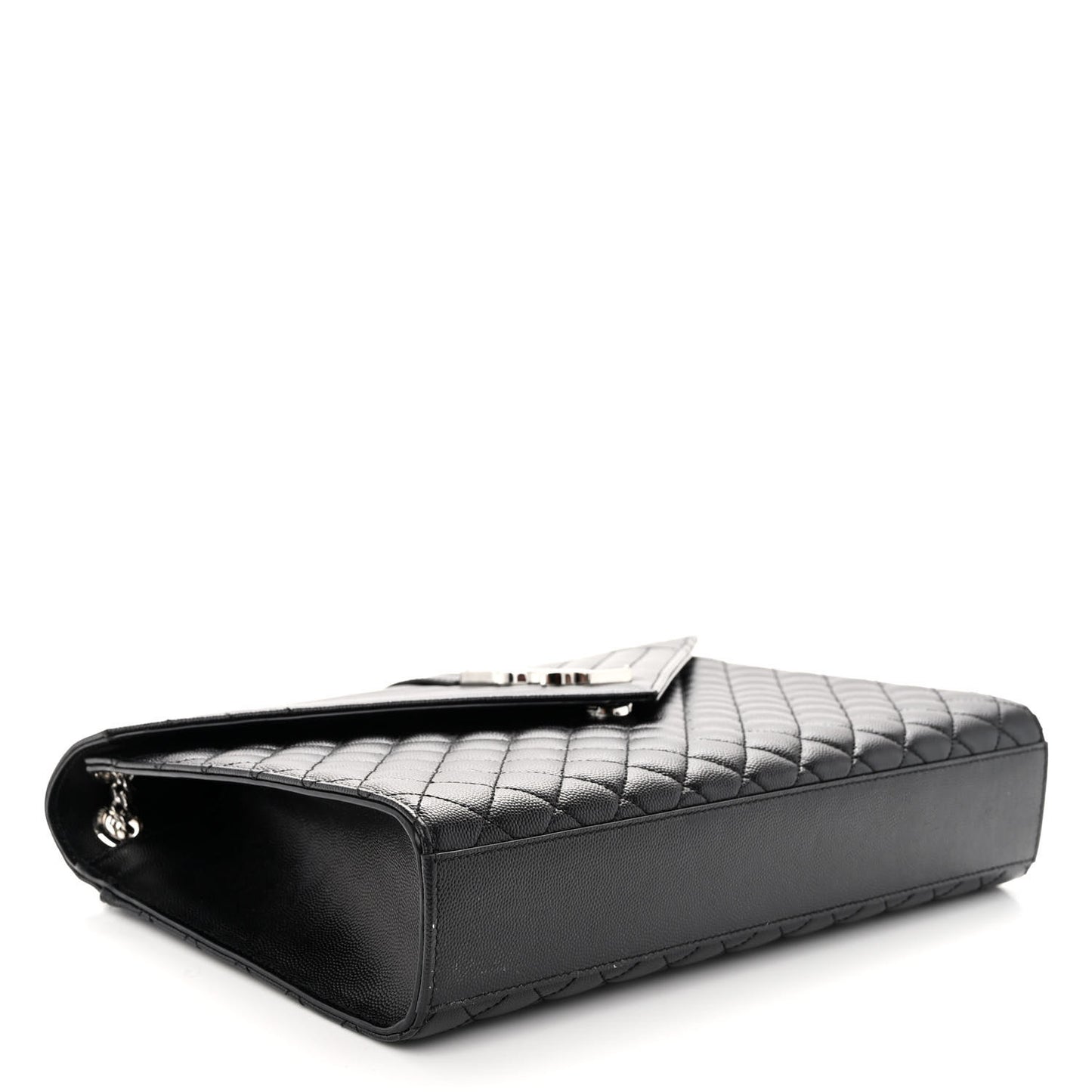 Grain De Poudre Textured Mixed Matelasse Large Triquilt Monogram Satchel Black