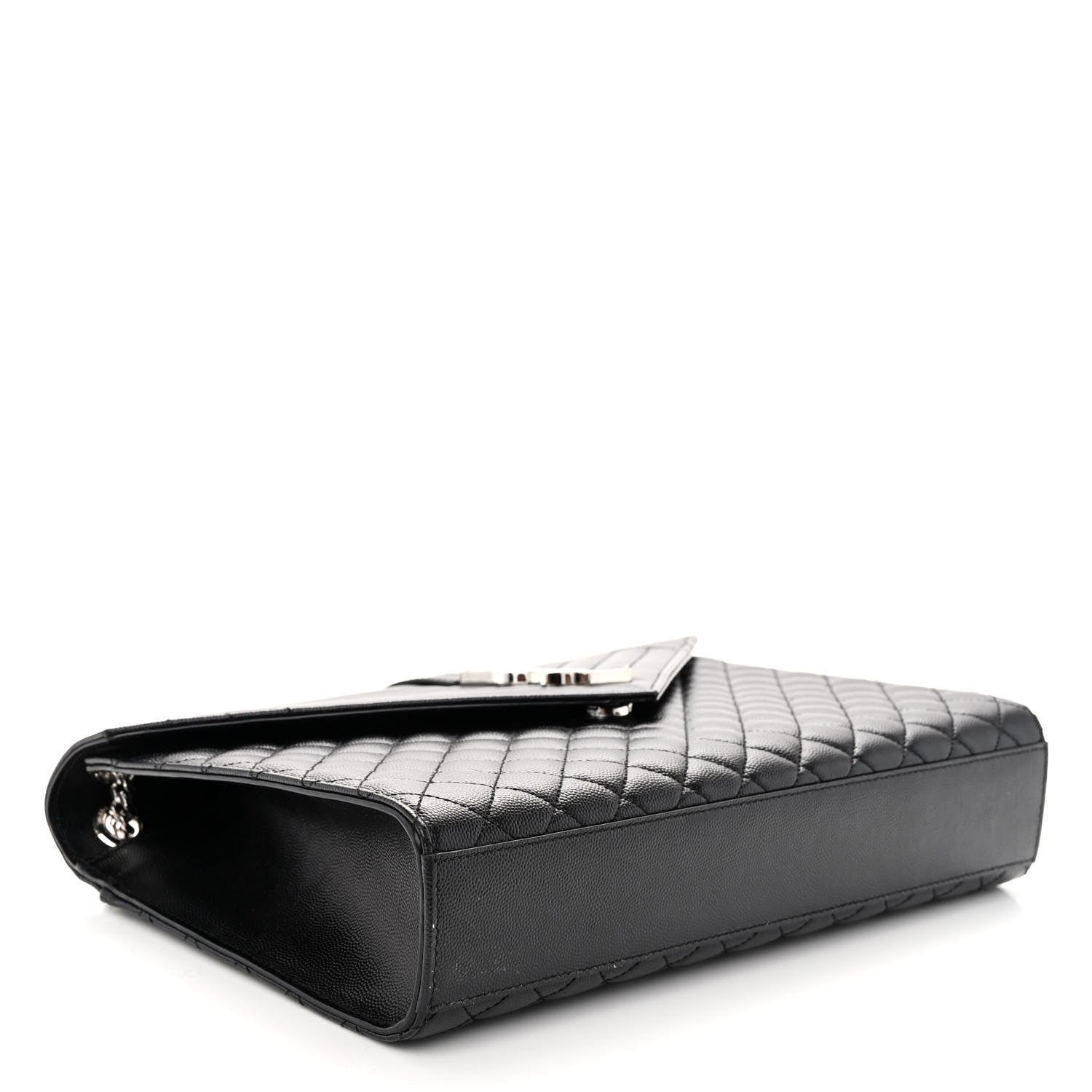 Saint Laurent Grain De Poudre Textured Mixed Matelasse Large Triquilt Monogram Satchel Black 4 of 9