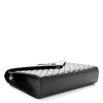 Saint Laurent Grain De Poudre Textured Mixed Matelasse Large Triquilt Monogram Satchel Black 4 of 9