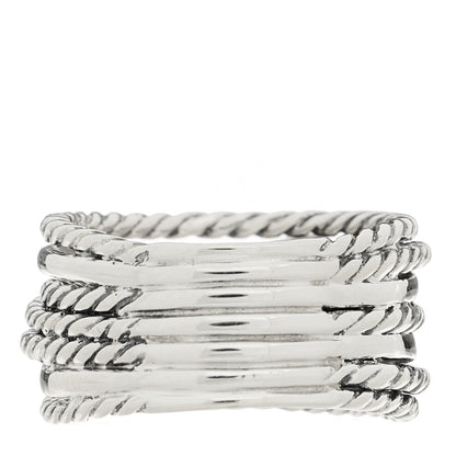 David Yurman Sterling Silver Diamond Double X Crossover Ring 53 6.5 3 of 4