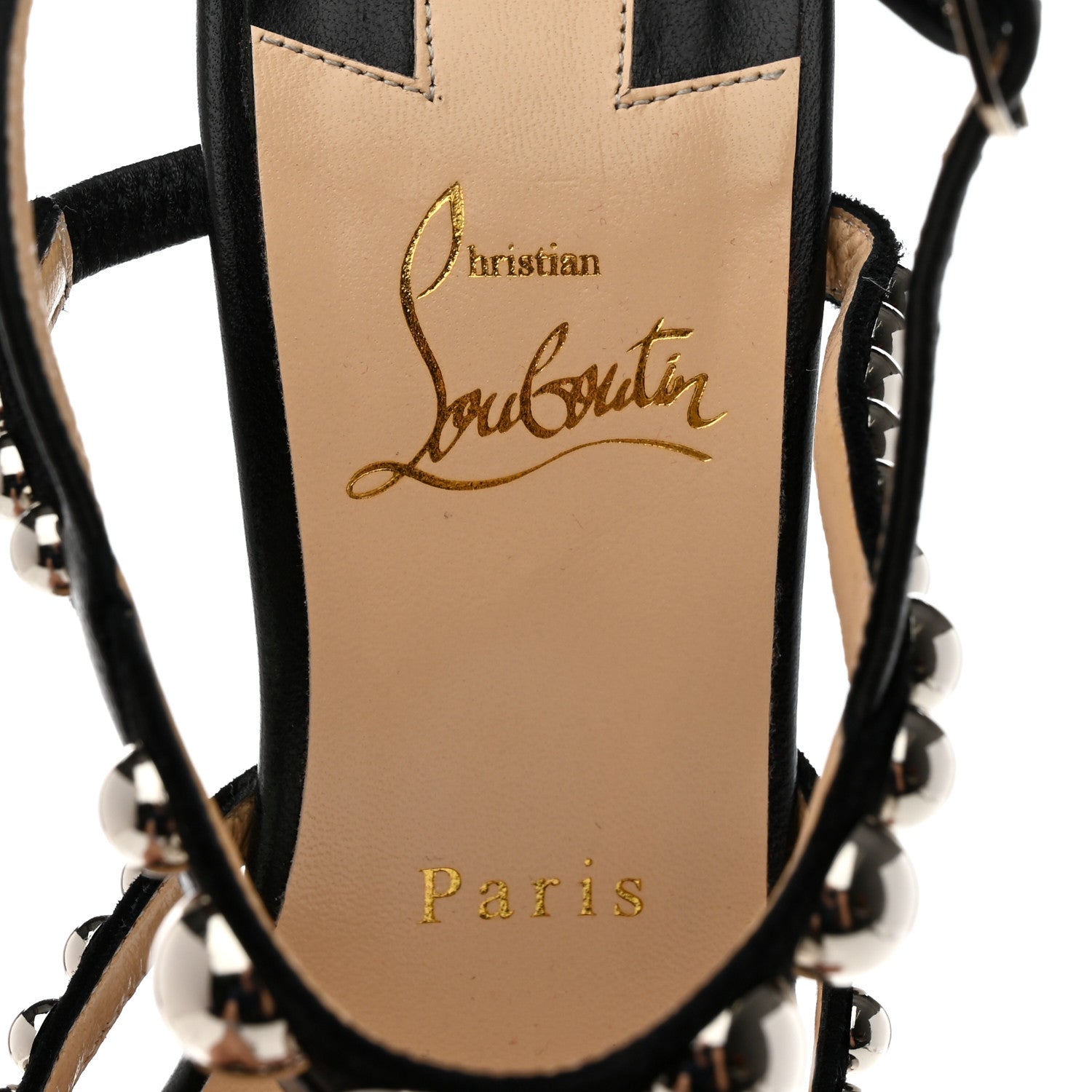 Christian Louboutin Shiny Nappa Suede Galeria 100 Sandals 40 Black Silver 6 of 8