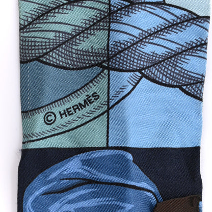 Hermes Silk Cavalleria D'Etriers Twilly Marine Canard Beige 3 of 7