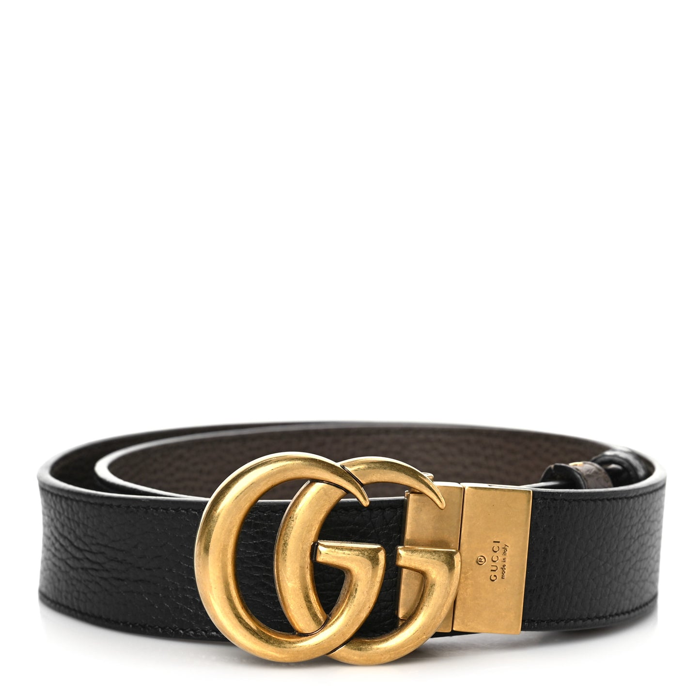 Dollar Calfskin Double G Reversible 37mm Belt 90 36 Black New Acero