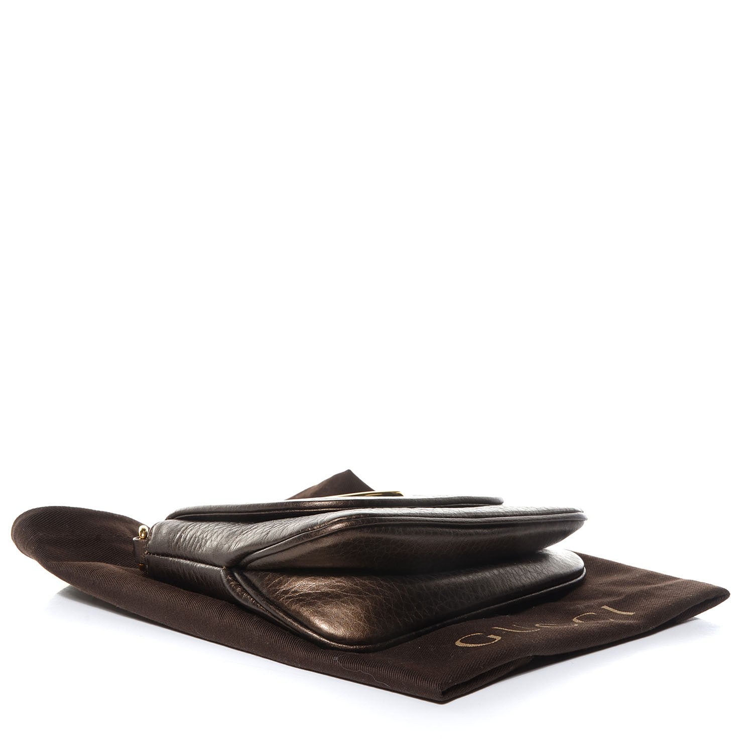 Gucci Metallic Pebbled Calfskin Small 1973 Chain Shoulder Bag Winter Leaf 4 of 9