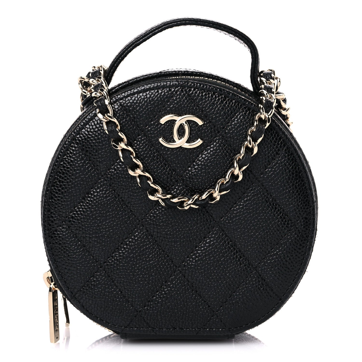 Chanel Caviar Quilted Round Handle With Care Vanity With Chain Black 1 of 11