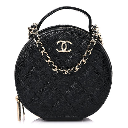 Chanel Caviar Quilted Round Handle With Care Vanity With Chain Black 1 of 11