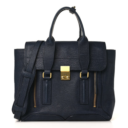 3.1 Phillip Lim Textured Calfskin Medium Pashli Satchel Ink 1 of 16