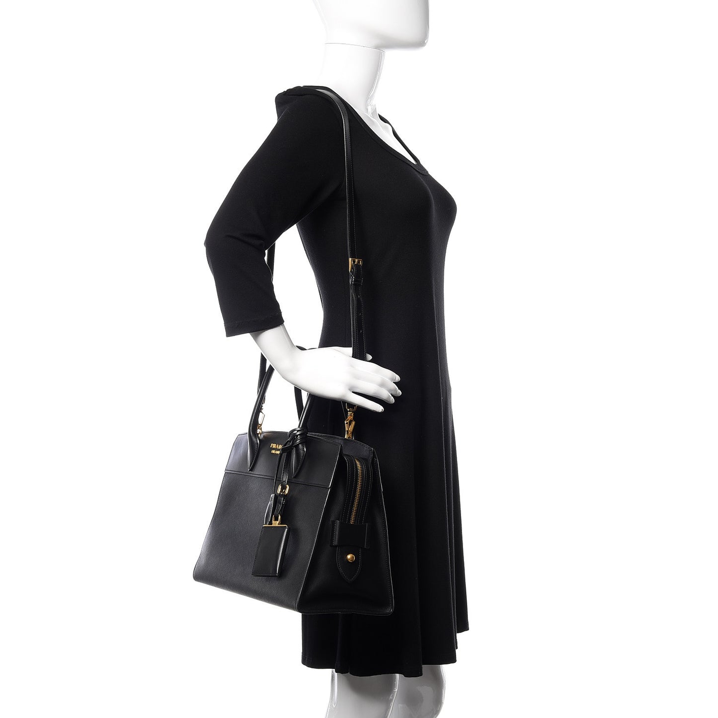 Saffiano City Calfskin Esplanade Tote Black