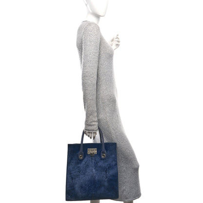 Jimmy Choo Calf Hair Snakeskin Rosabel Satchel Blue 3 of 11