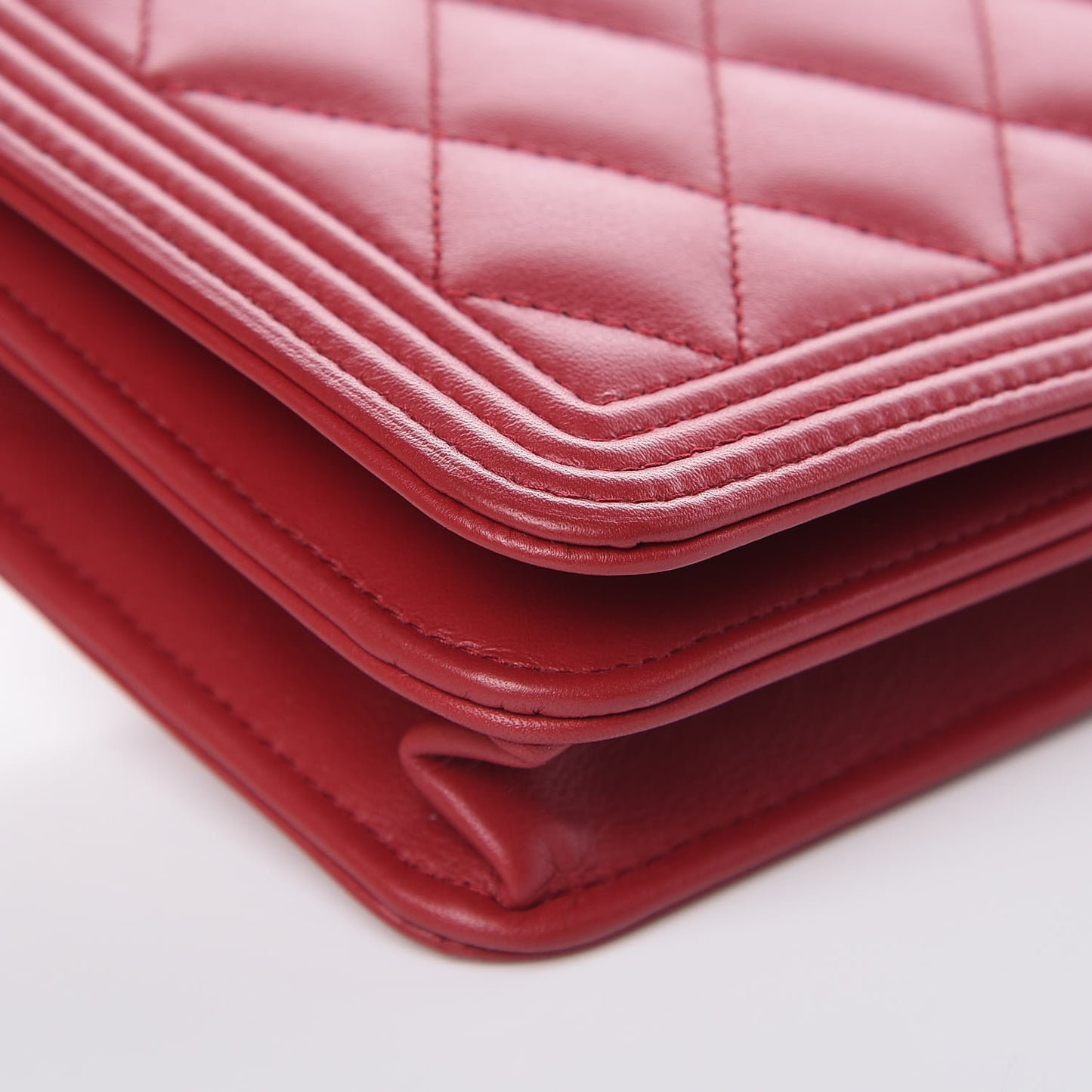 Calfskin Quilted Boy Wallet On Chain WOC Red