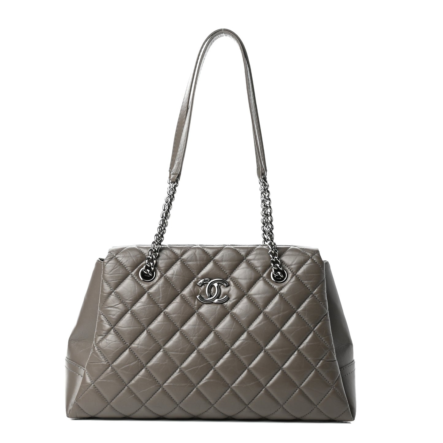 Aged Calfskin Lady Pearly Tote Grey