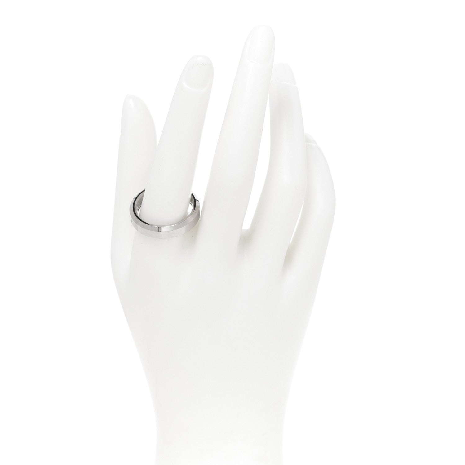 David Yurman 18K White Gold 6mm Beveled Band Ring 62 10 2 of 5