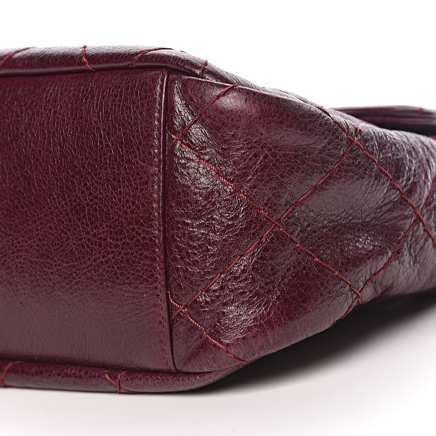Chanel Glazed Calfskin Stitched On The Road Flap Plum 9 of 10