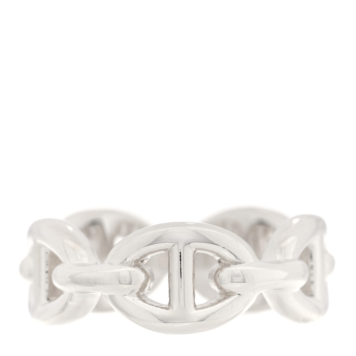 Hermes Sterling Silver PM Chaine d'Ancre Enchainee Band Ring 49 5 1 of 5
