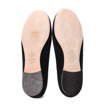 Chanel Kid Suede CC Flats 37.5 Black 7 of 11