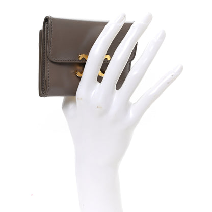 Celine Calfskin Compact Triomphe Wallet With Coin Purse Pebble 2 of 8