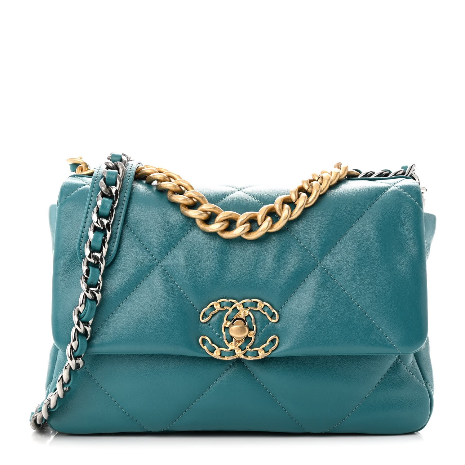 Chanel Goatskin Quilted Medium Chanel 19 Flap Turquoise 1 of 11