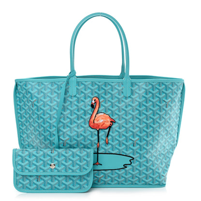 Goyard Goyardine Embroidered Flamingo Reversible Anjou PM Sky Blue 1 of 12