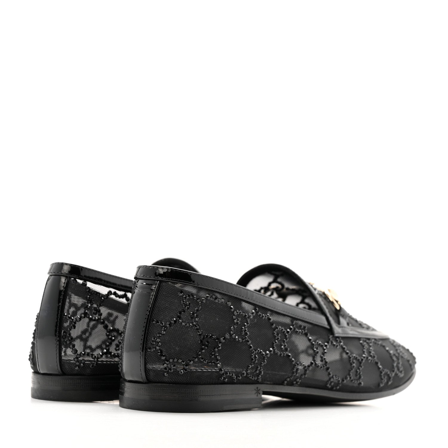 Gucci Tela Retino Kid Scamosciato Crystal GG Monogram Jordaan Loafer 38.5 Black 5 of 9