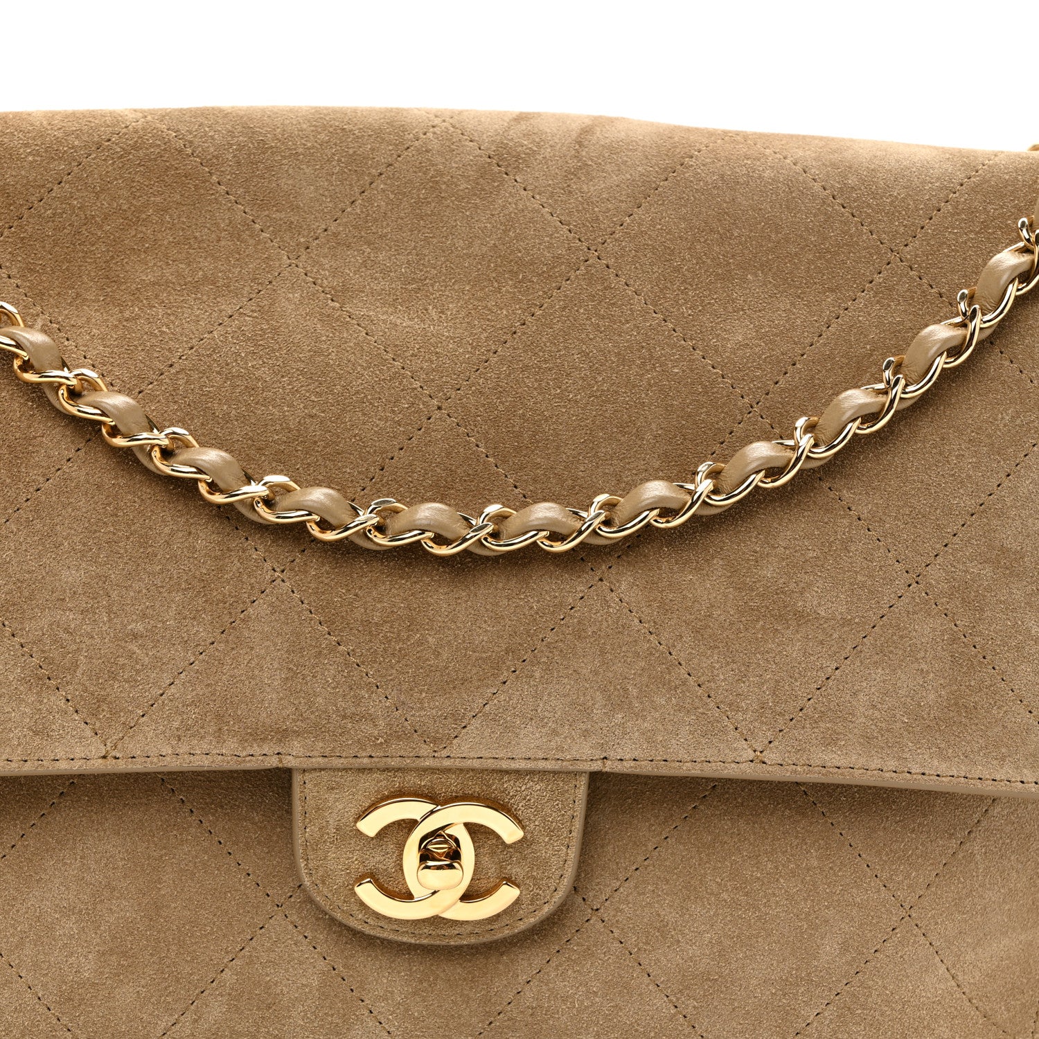 Chanel Suede Calfskin Souplissimo Maxi Flap Dark Beige 8 of 10