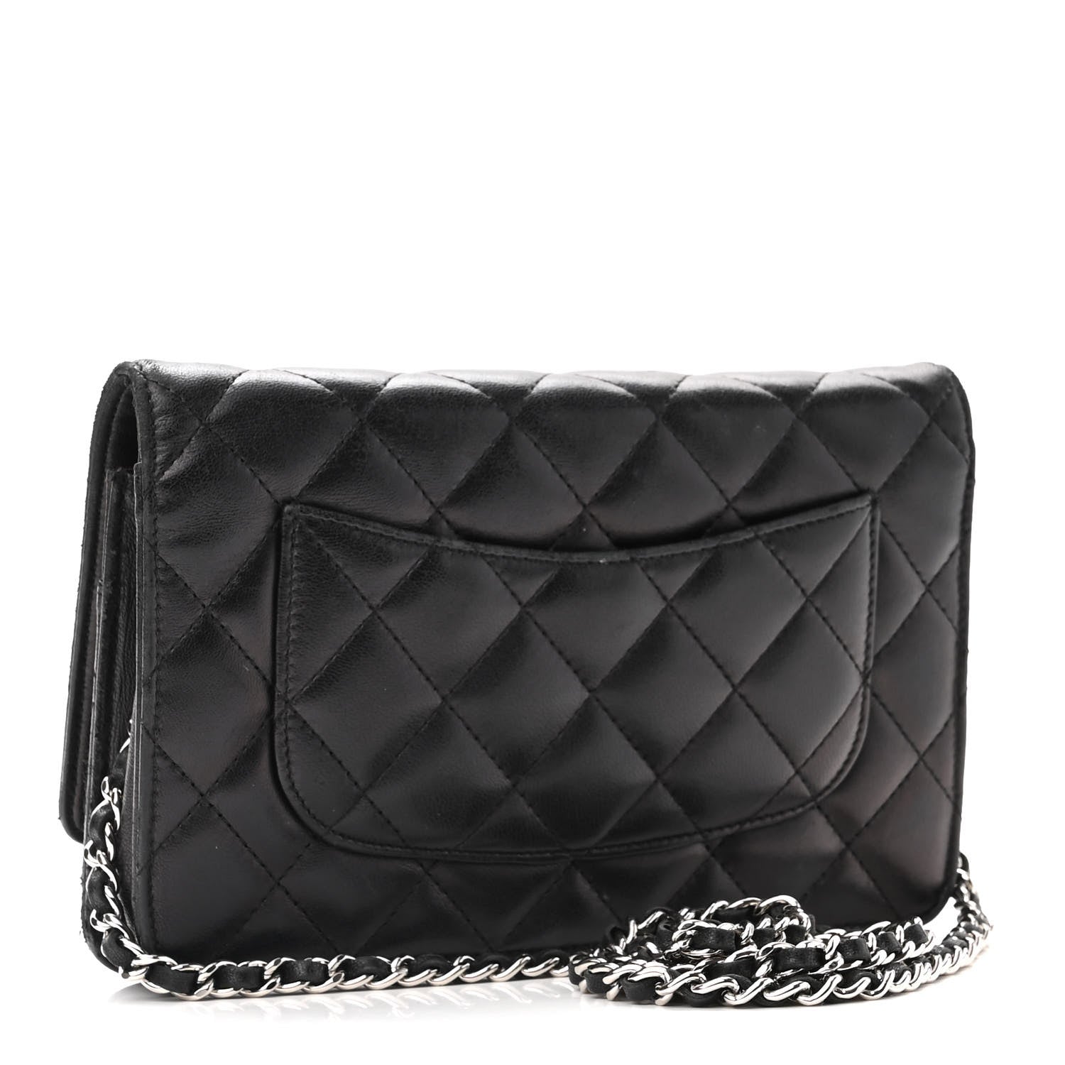 Chanel Lambskin Quilted Wallet On Chain WOC Black 3 of 14